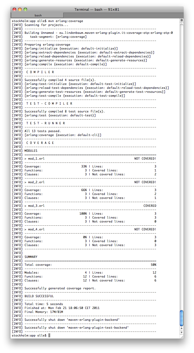 Console coverage output.